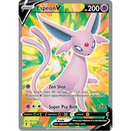 Espeon V 179/203 SWSH Evolving Skies Full Art Holo Ultra Rare Pokemon