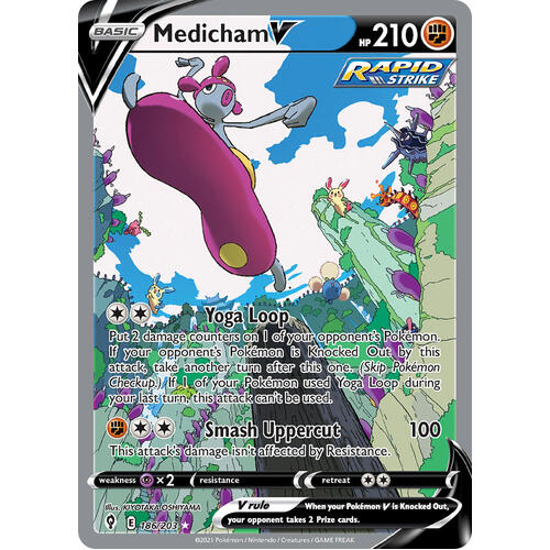 Medicham V 186/203 SWSH Evolving Skies Full Art Holo Ultra Rare Pokemon Card NEAR MINT TCG