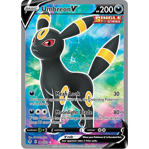 Umbreon V 188/203 SWSH Evolving Skies Full Art Holo Ultra Rare Pokemon Card NEAR MINT TCG