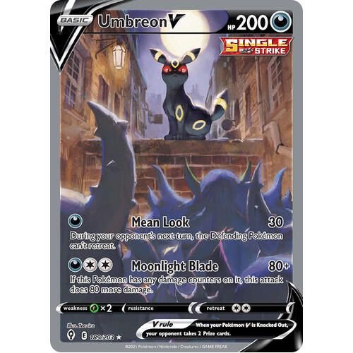 Umbreon V 189/203 SWSH Evolving Skies Full Art Holo Ultra Rare Pokemon Card NEAR MINT TCG