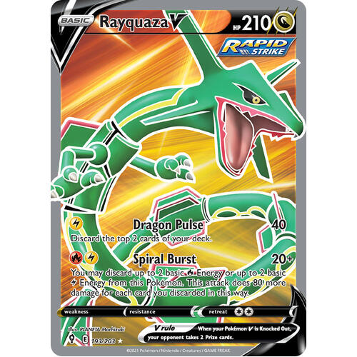 Rayquaza V 193/203 SWSH Evolving Skies Full Art Holo Ultra Rare Pokemon Card NEAR MINT TCG