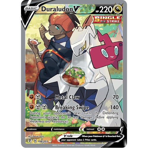 Duraludon V 198/203 SWSH Evolving Skies Full Art Holo Ultra Rare Pokemon Card NEAR MINT TCG