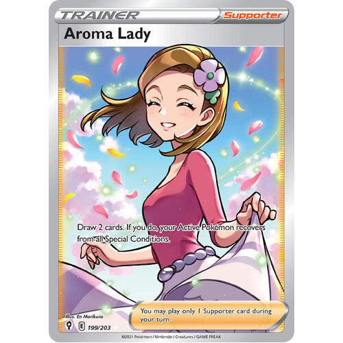 Aroma Lady 199/203 SWSH Evolving Skies Full Art Holo Ultra Rare Pokemon Card NEAR MINT TCG