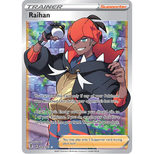 Raihan 202/203 SWSH Evolving Skies Full Art Holo Ultra Rare Pokemon Card NEAR MINT TCG
