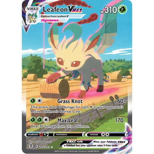 Leafeon VMAX 205/203 SWSH Evolving Skies Full Art Holo Secret Rare Pokemon Card NEAR MINT TCG