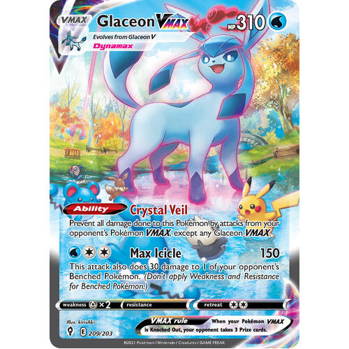 Glaceon VMAX 209/203 SWSH Evolving Skies Full Art Holo Secret Rare Pokemon Card NEAR MINT TCG