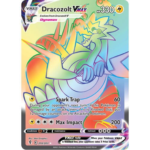 Dracozolt VMAX 210/203 SWSH Evolving Skies Full Art Holo Hyper Rainbow Rare Pokemon Card NEAR MINT TCG
