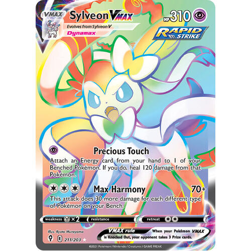 Sylveon VMAX 211/203 SWSH Evolving Skies Full Art Holo Hyper Rainbow Rare Pokemon Card NEAR MINT TCG