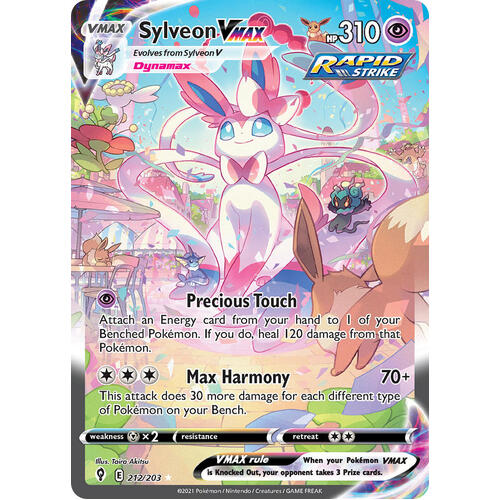Sylveon VMAX 212/203 SWSH Evolving Skies Full Art Holo Secret Rare Pokemon Card NEAR MINT TCG
