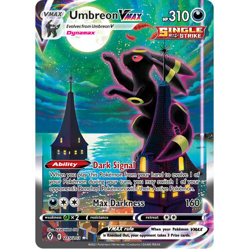 Umbreon VMAX 215/203 SWSH Evolving Skies Full Art Holo Secret Rare Pokemon Card NEAR MINT TCG