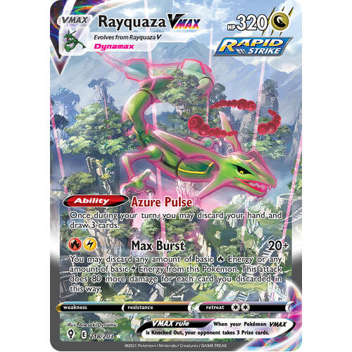 Rayquaza VMAX 218/203 SWSH Evolving Skies Full Art Holo Secret Rare Pokemon Card NEAR MINT TCG