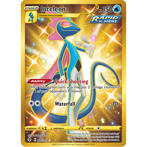 Inteleon 227/203 SWSH Evolving Skies Full Art Holo Secret Rare Pokemon Card NEAR MINT TCG