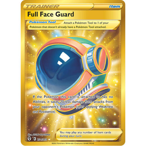 Full Face Guard 231/203 SWSH Evolving Skies Full Art Holo Secret Rare Pokemon Card NEAR MINT TCG