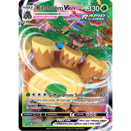 Rillaboom VMAX 23/264 SWSH Fusion Strike Full Art Holo Ultra Rare Pokemon Card NEAR MINT TCG