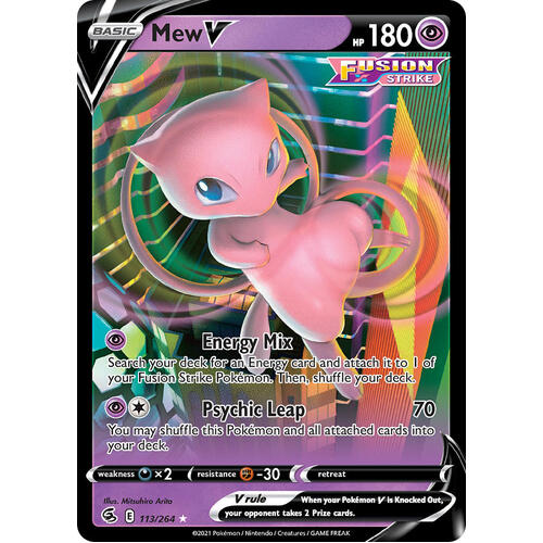 Mew V 113/264 SWSH Fusion Strike Holo Ultra Rare Pokemon Card NEAR MINT TCG