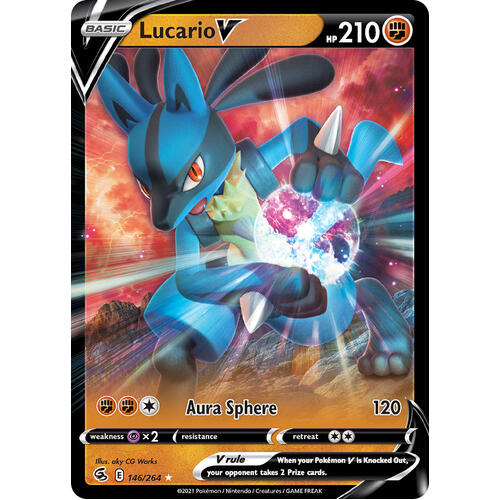 Lucario V 146/264 SWSH Fusion Strike Holo Ultra Rare Pokemon Card NEAR MINT TCG