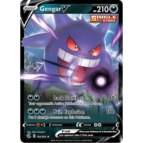 Gengar V 156/264 SWSH Fusion Strike Holo Ultra Rare Pokemon Card NEAR MINT TCG