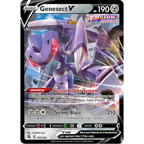 Genesect V 185/264 SWSH Fusion Strike Holo Ultra Rare Pokemon Card NEAR MINT TCG
