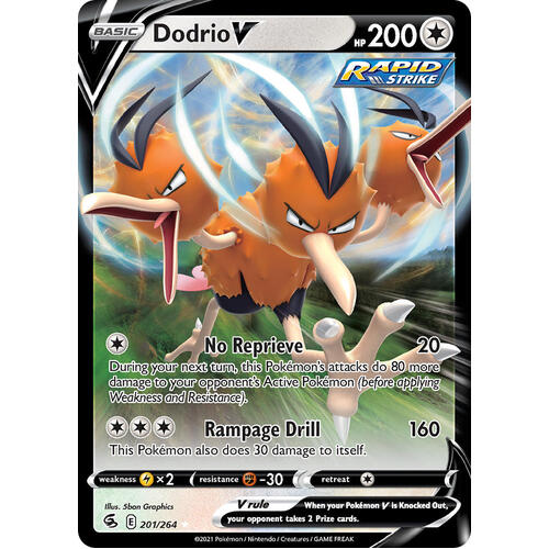 Dodrio V 201/264 SWSH Fusion Strike Holo Ultra Rare Pokemon Card NEAR MINT TCG