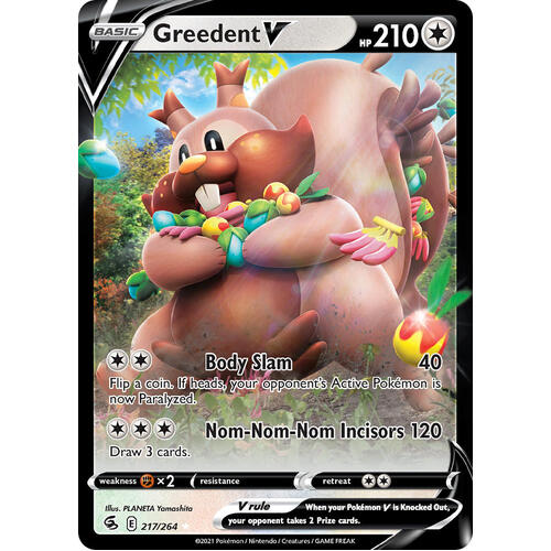 Greedant V 217/264 SWSH Fusion Strike Holo Ultra Rare Pokemon Card NEAR MINT TCG
