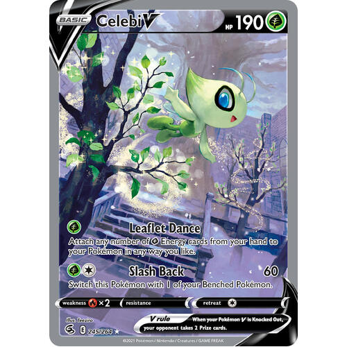 Celebi V 245/264 SWSH Fusion Strike Full Art Holo Ultra Rare Pokemon Card NEAR MINT TCG