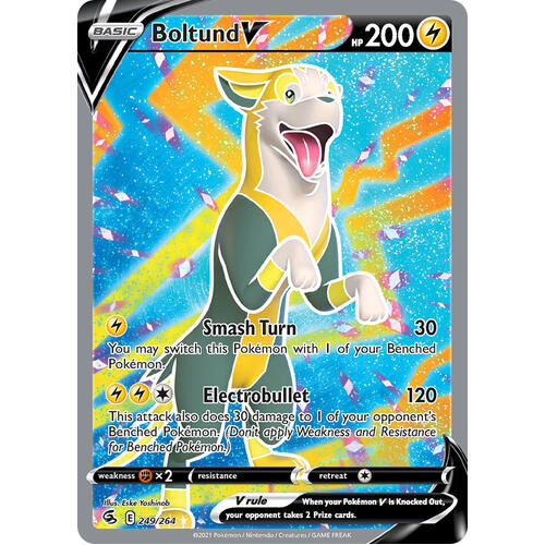 Boltund V 249/264 SWSH Fusion Strike Full Art Holo Ultra Rare Pokemon Card NEAR MINT TCG