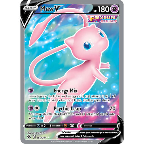 Mew V 250/264 SWSH Fusion Strike Full Art Holo Ultra Rare Pokemon Card NEAR MINT TCG