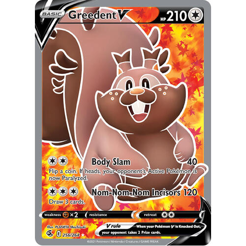 Greedent V 256/264 SWSH Fusion Strike Full Art Holo Ultra Rare Pokemon Card NEAR MINT TCG