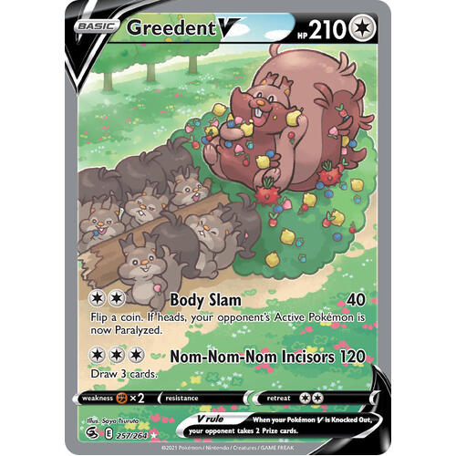 Greedent V 257/264 SWSH Fusion Strike Full Art Holo Ultra Rare Pokemon Card NEAR MINT TCG