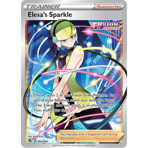 Elesa's Sparkle 260/264 SWSH Fusion Strike Full Art Holo Ultra Rare Pokemon Card NEAR MINT TCG