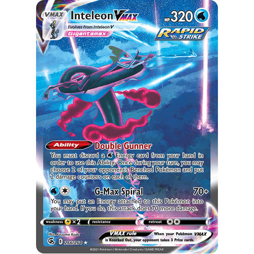 Inteleon VMAX 266/264 SWSH Fusion Strike Full Art Holo Hyper Rainbow Rare Pokemon Card NEAR MINT TCG