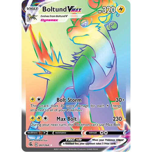 Boltund VMAX 267/264 SWSH Fusion Strike Full Art Holo Hyper Rainbow Rare Pokemon Card NEAR MINT TCG