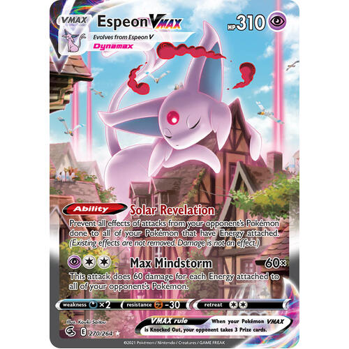 Espeon VMAX 270/264 SWSH Fusion Strike Full Art Holo Hyper Rainbow Rare Pokemon Card NEAR MINT TCG