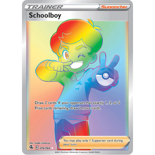 Schoolboy 276/264 SWSH Fusion Strike Full Art Holo Hyper Rainbow Rare Pokemon Card NEAR MINT TCG