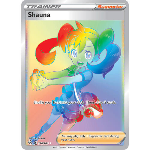 Shauna 278/264 SWSH Fusion Strike Full Art Holo Hyper Rainbow Rare Pokemon Card NEAR MINT TCG