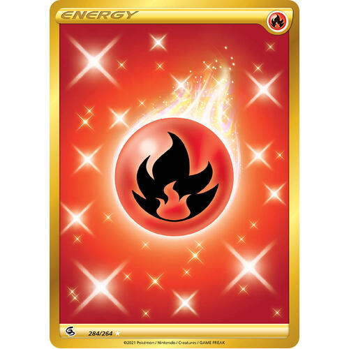 Fire Energy 284/264 SWSH Fusion Strike Full Art Holo Secret Rare Pokemon Card NEAR MINT TCG