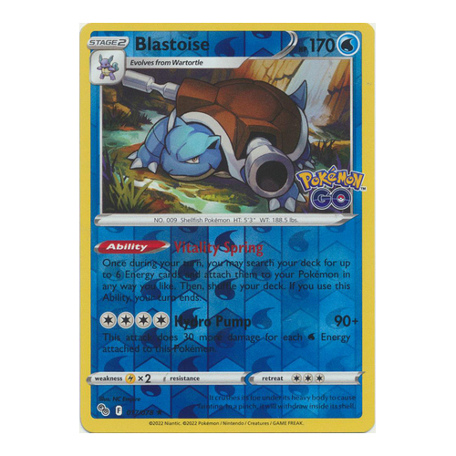 Blastoise 17/78 SWSH Pokemon Go Reverse Holo Rare Pokemon Card NEAR MINT TCG
