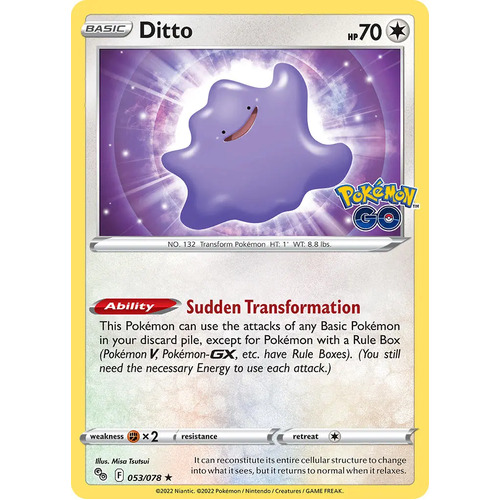 Ditto 53/78 SWSH Pokemon Go Holo Rare Pokemon Card NEAR MINT TCG