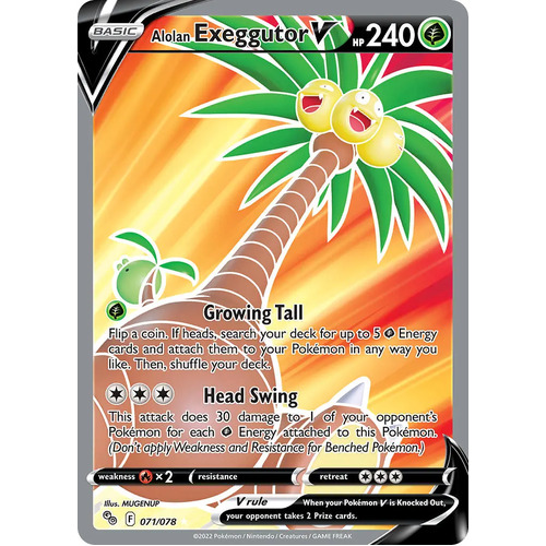 Alolan Exeggutor V 71/78 SWSH Pokemon Go Holo Full Art Ultra Rare Pokemon Card NEAR MINT TCG