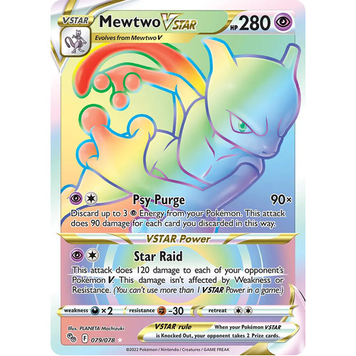 Mewtwo VSTAR 79/78 SWSH Pokemon Go Holo Full Art Hyper Rainbow Rare Pokemon Card NEAR MINT TCG