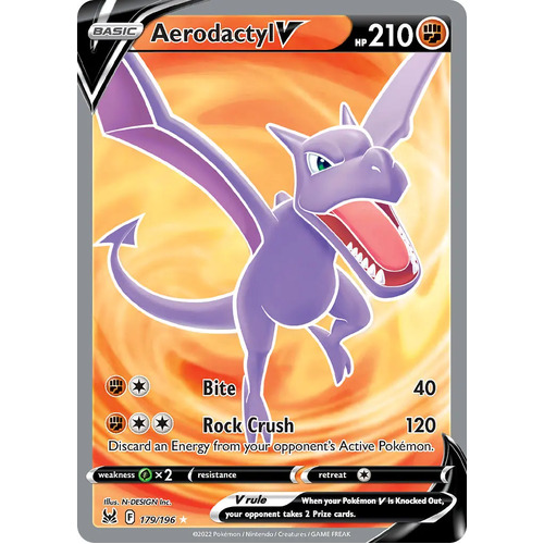 Aerodactyl V 179/196 SWSH Lost Origin Holo Full Art Ultra Rare Pokemon Card NEAR MINT TCG