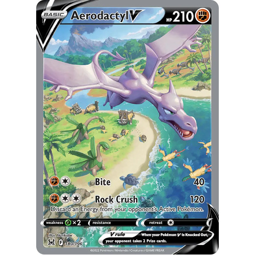 Aerodactyl V 180/196 SWSH Lost Origin Holo Full Alternate Art Ultra Rare Pokemon Card NEAR MINT TCG