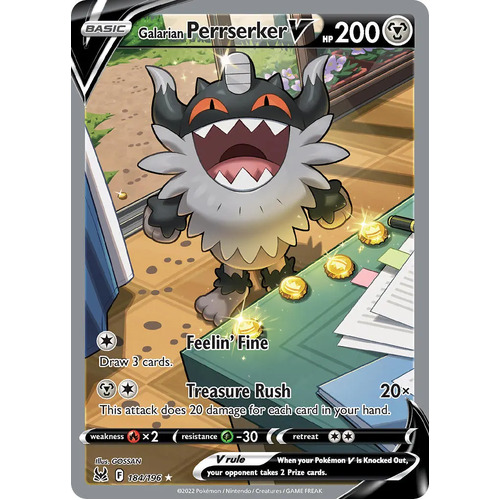 Galarian Perrserker V 184/196 SWSH Lost Origin Holo Full Alterante