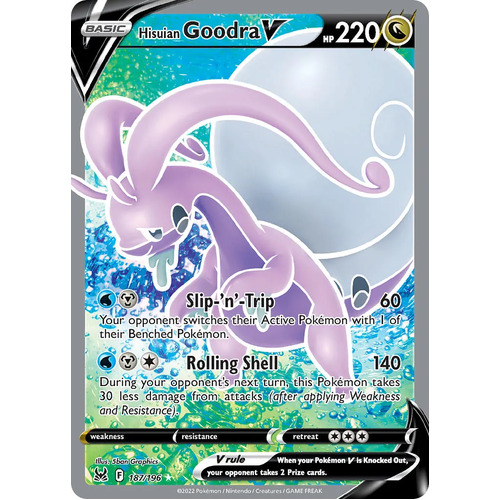 Hisuian Goodra V 187/196 SWSH Lost Origin Holo Full Art Ultra Rare Pokemon Card NEAR MINT TCG