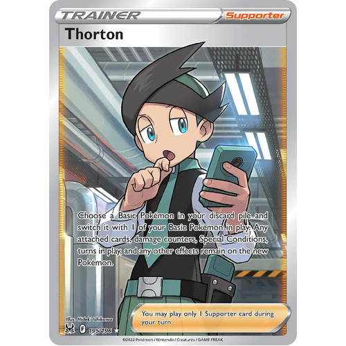 Thorton 195/196 SWSH Lost Origin Holo Full Art Ultra Rare Pokemon Card NEAR MINT TCG