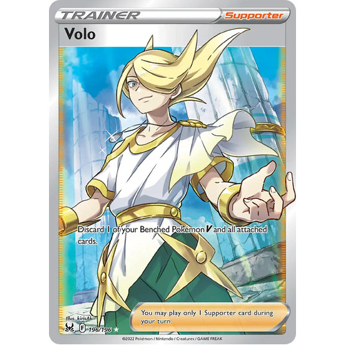 Volo 196/196 SWSH Lost Origin Holo Full Art Ultra Rare Pokemon Card