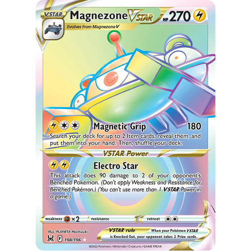 Magnezone VSTAR 198/196 SWSH Lost Origin Holo Full Art Hyper Rainbow Rare Pokemon Card NEAR MINT TCG