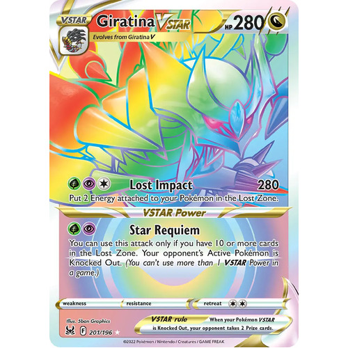 Giratina VSTAR 201/196 SWSH Lost Origin Holo Full Art Hyper Rainbow Rare Pokemon Card NEAR MINT TCG