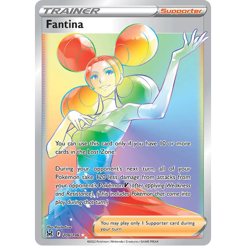 Fantina 206/196 SWSH Lost Origin Holo Full Art Hyper Rainbow Rare Pokemon Card NEAR MINT TCG