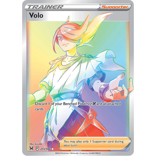 Volo 211/196 SWSH Lost Origin Holo Full Art Hyper Rainbow Rare Pokemon Card NEAR MINT TCG